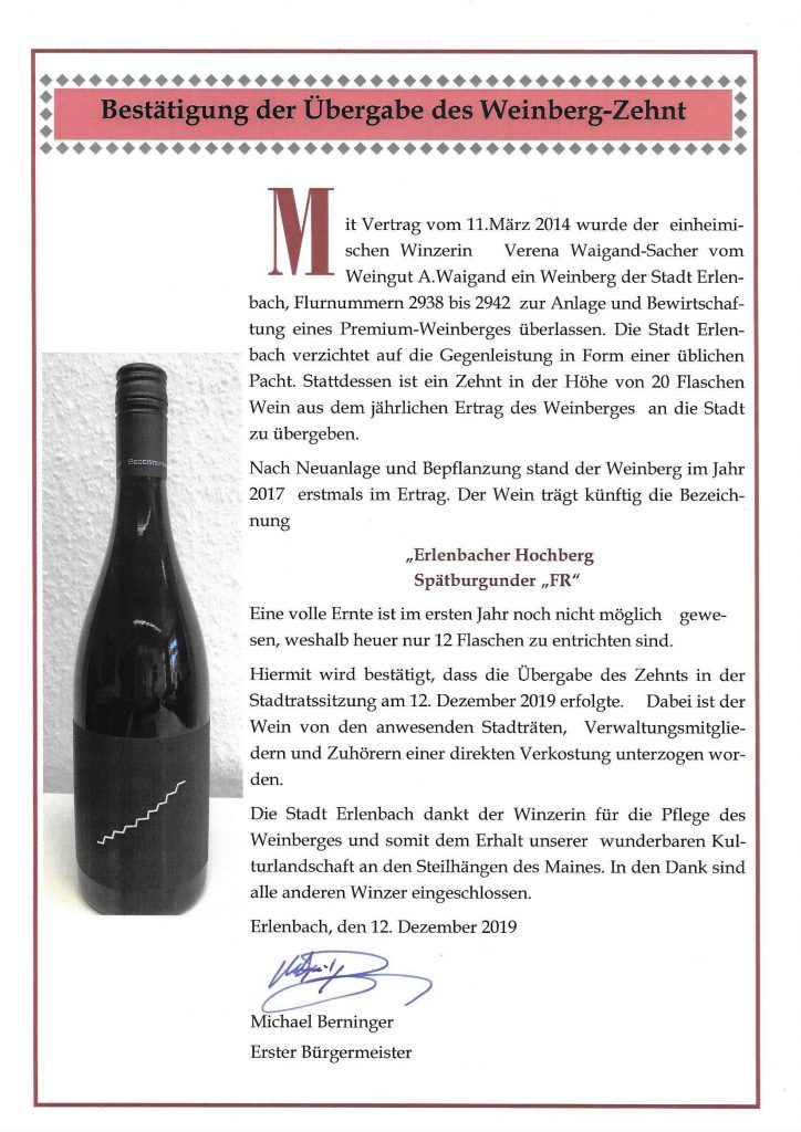 Weinbergszehnt 2019